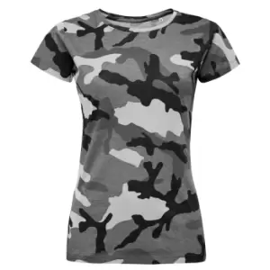Image of SOLS Womens/Ladies Camo Short Sleeve T-Shirt (M) (Grey Camo)