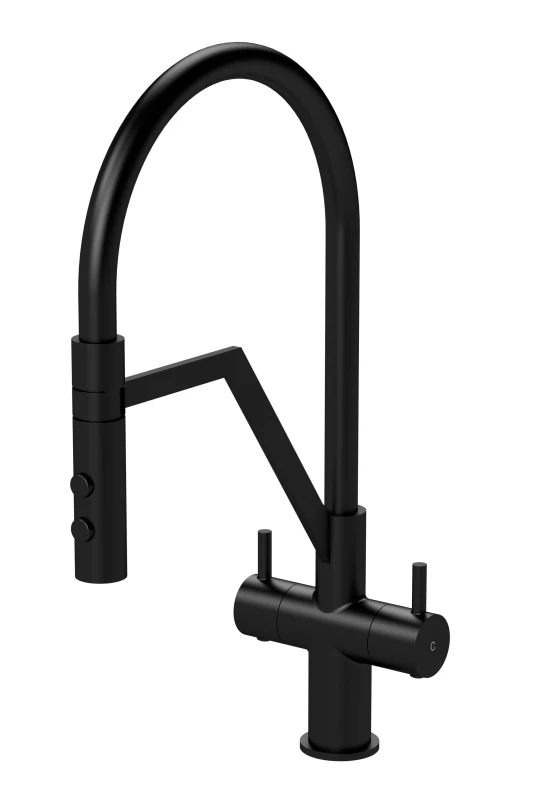 Image of Balterley Kitchen Mono Mixer Tap with 2 Lever Handles Matt Black 436mm Black unisex