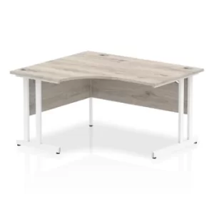 Image of Impulse 1400mm Left Crescent Desk Grey Oak Top White Cantilever Leg I0