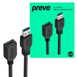 Image of PREVO USBM-USBF-2M-3.0 USB cable USB 3.2 Gen 1 (3.1 Gen 1) USB A Black