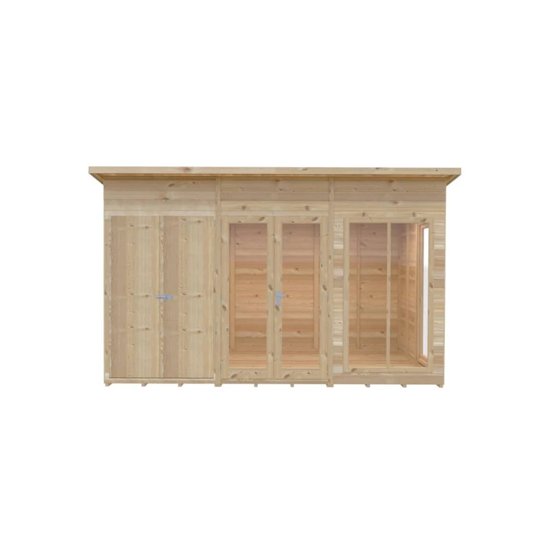 Image of Shire Lela 12ft x 8ft Summerhouse wih Storage Shed LELS1208DSL-1AA