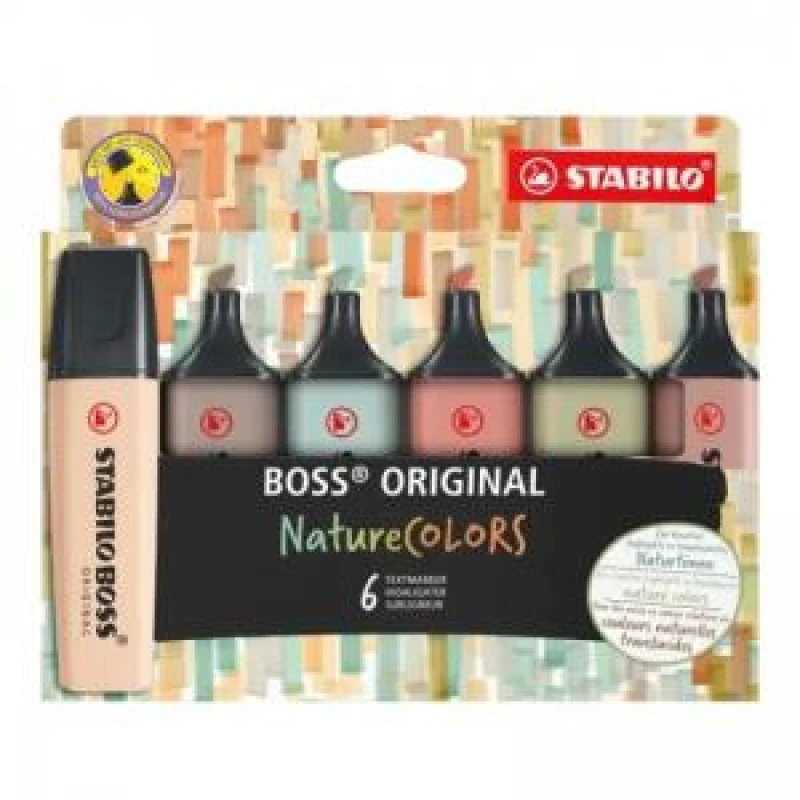 Image of Stabilo STABILO BOSS NatureColors marker 6 pc(s) Chisel tip Black Bronze Brown Green Grey Light Green 70/6-2-2