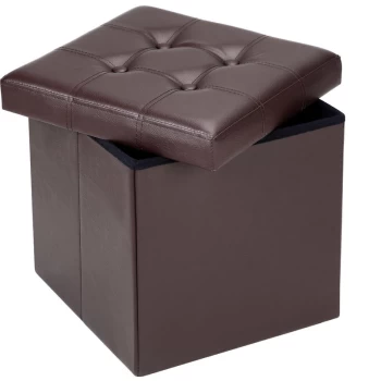 Image of Folding Storage Ottoman Footstool Bench Pouffe Toy Box Living Room Bedroom M - braun (de)