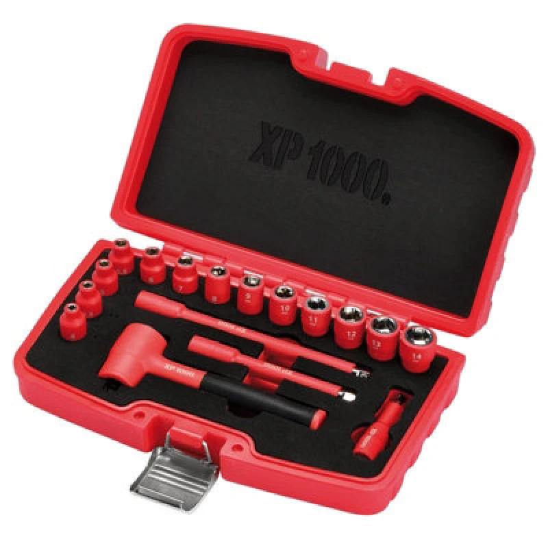 Image of Draper XP1000 17 Piece 1/4" Drive VDE Insulated Socket Set 18115 Drive: 1/4"