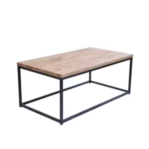 Image of Mirelle Coffee Table Solid Oak Black Metal Frame