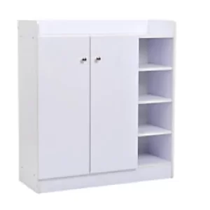 Image of HOMCOM Shoe Cabinet 02-0623 Aluminium, Particle Board White 300 mm x 830 mm x 900 mm