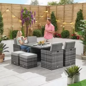 Image of Nova Celia 4 Seat Cube Dining Set With 1.25M Square Table - Grey