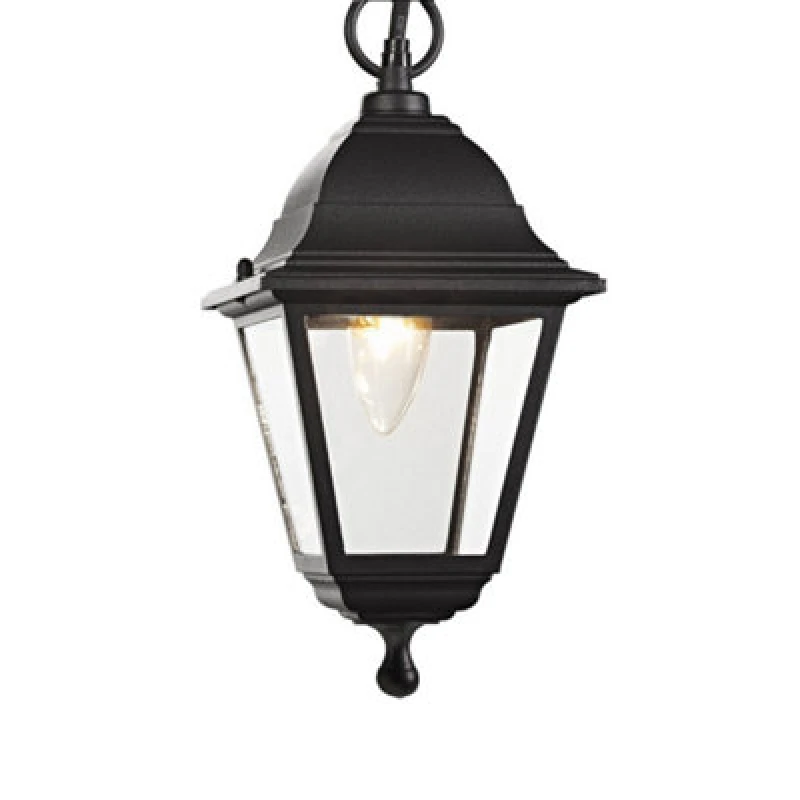 Image of Happy Homewares Matt Black Cast Aluminium Ip44 Outdoor Hanging Lantern