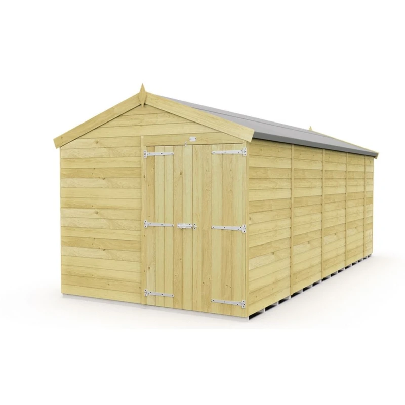 Image of Buttercup Farm 8 x 17 Feet Apex Shed - Double Door W/O Window - L503 x W231 x H217cm in Brown Brown Unisex