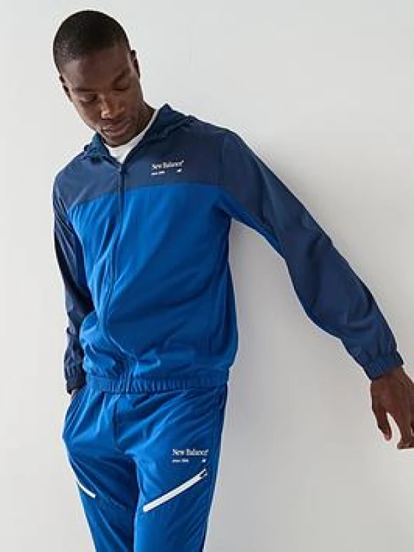 Image of New Balance Mens Re-Imagined Woven Tracksuit Top - Blue Male M