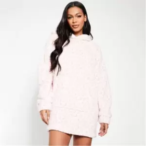 Image of I Saw It First Leopard Borg Snuggle Dress - Pink