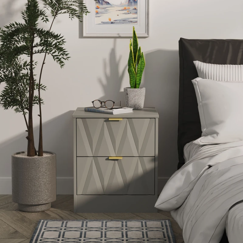 Image of Ready Assembled 2 U Washington 2 Drawer Bedside (Ready Assembled) in Grey Size: Small Grey Unisex Small