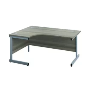 Image of Jemini Radial Left Hand Cantilever Desk 1600x1200x730mm Grey Oak/Silver KF801734