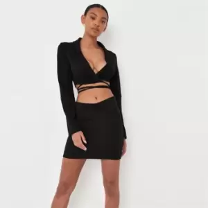 Image of Missguided Tailored V Front Mini Skirt - Black