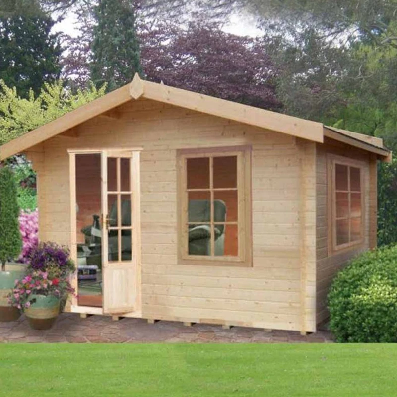 Image of Shires Bucknells 28mm Log Cabin 12 x 8 Feet in Light Brown Light Brown Unisex