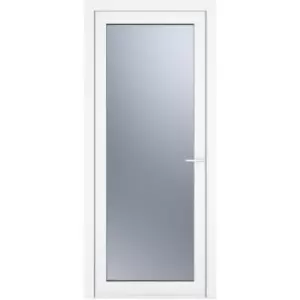 Image of Crystal uPVC Single Door Full Glass Left Hand Open In 920mm x 2090mm Obscure Double Glazed White (each)