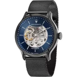 Image of Gents Maserati Epoca 42mm Auto Blue Dial Gun Mesh Band Watch