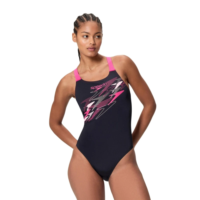 Image of Speedo Womens Meda One Piece Swimsuit Ant/Pink female 10 (S)