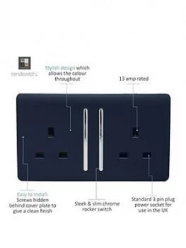 Image of Trendiswitch 2G 13A Switched Socket Navy