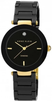 Image of Anne Klein Womens Black Ceramic Strap Black Dial AK/ Watch
