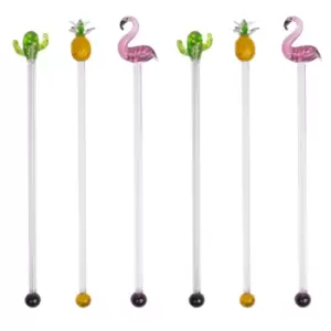 Image of Tropical Glass Cocktail Stirrers - Set of 6 Pukkr