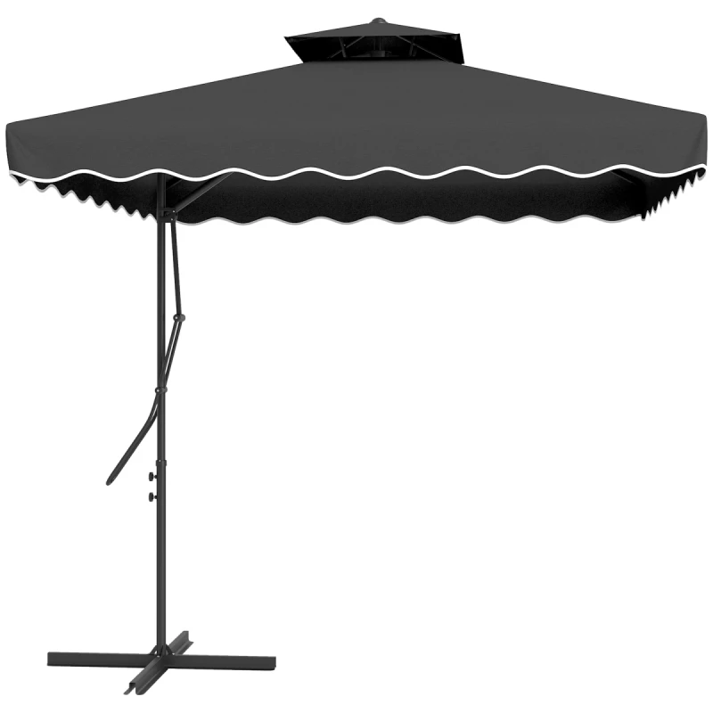 Image of Outsunny 2.5m Cantilever Garden Parasol Umbrella with Cross Base, Black 84D-267V00BK