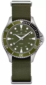 Image of Hamilton H82241961 Khaki Navy Scuba Quartz (37mm) Green Dial Watch