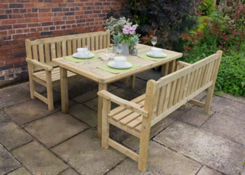 Image of Forest Rosedene Wooden Garden Table and Benches Set 5'5 x 6'2 (1.65m x 1.87m)