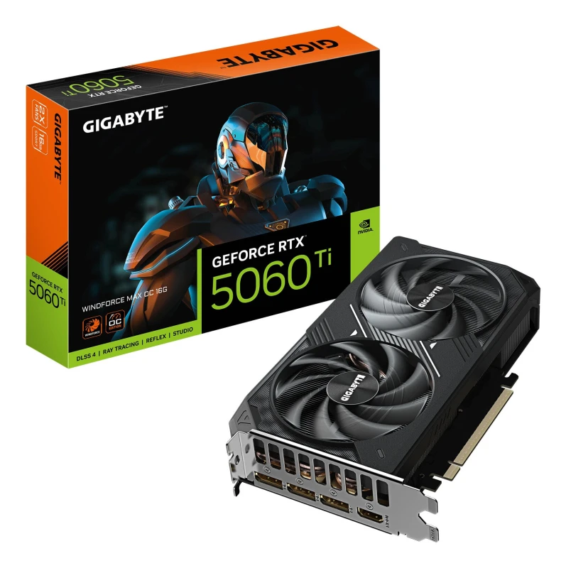 Image of Gigabyte GeForce RTX 5060 Ti WINDFORCE MAX OC 16GB GDDR7 Graphics Card - 128-bit, PCIe 5.0, 2587 MHz Core Clock, 3 × DisplayPort, 1 × HDMI, NVIDIA DLS