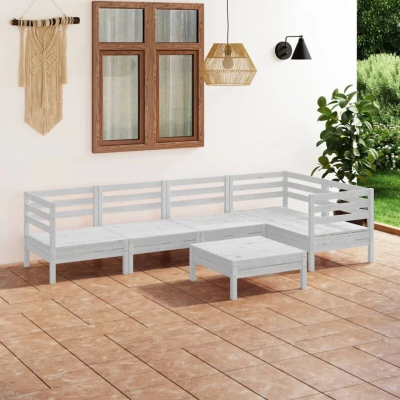 Image of VIDAXL 6 Piece Garden Lounge Set Solid Pinewood White Vidaxl 8720286685853