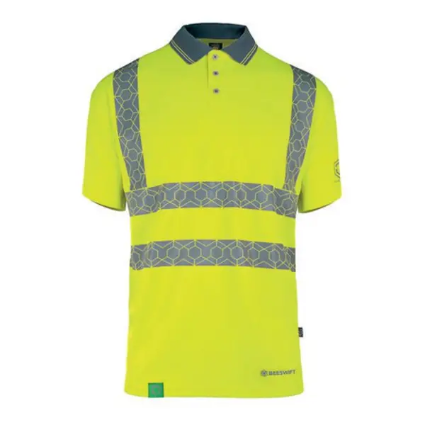 Image of Beeswift Envirowear Beeswift Envirowear High Visibility Short Sleeve Polo Shirt Saturn Yellow XL EWCPKSSSYXL
