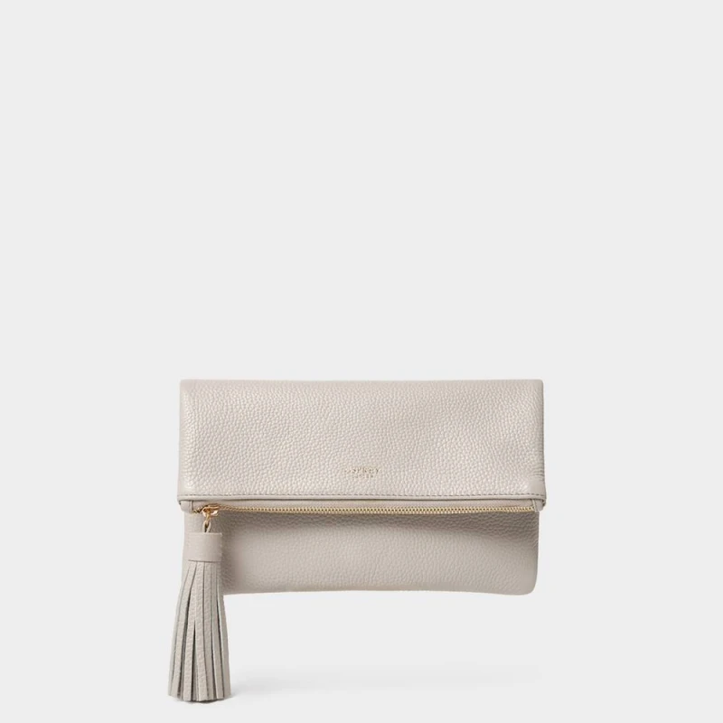Image of OSPREY LONDON Womens The Bexley Leather Clutch Bag in Taupe Female One Size