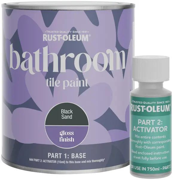 Image of Rust-Oleum Rust-Oleum Gloss Bathroom Tile Paint 750ml - Black Sand
