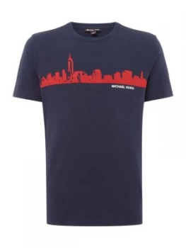 Image of Mens Michael Kors City Scape T Shirt Blue