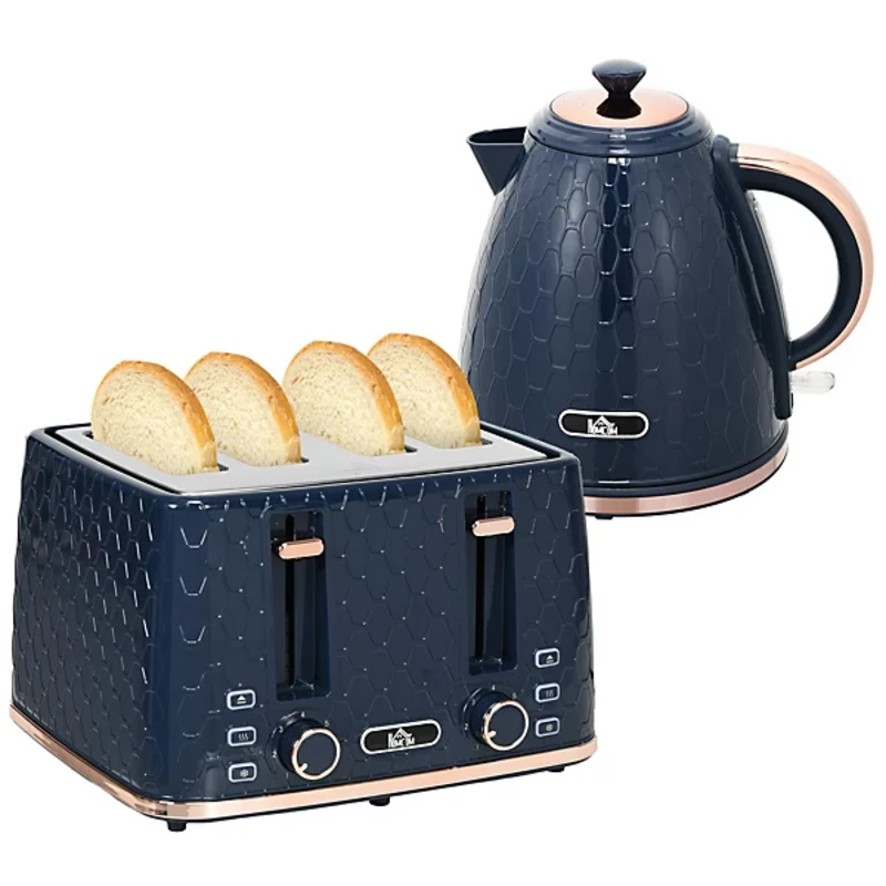 Image of HOMCOM 800-180V70BU 1.7L Kettle & 4 Slice Toaster Set