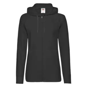 Image of Fruit Of The Loom Ladies Fitted Lightweight Hooded Sweatshirts Jacket / Zoodie (240 GSM) (XS) (Black)