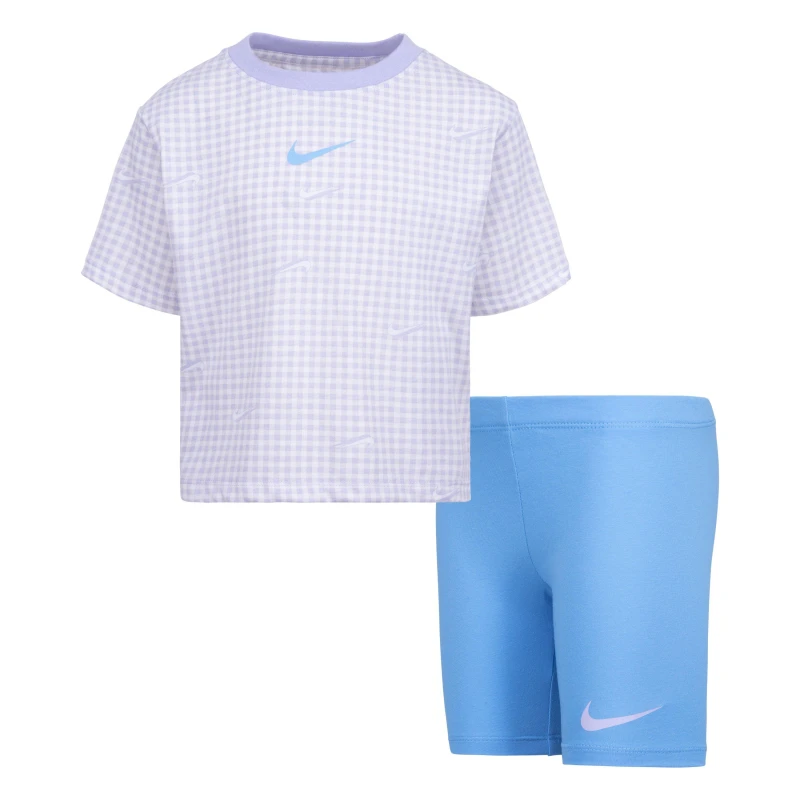 Image of Nike Swoosh Top and Shorts Set Infants - Blue Blue 2 - 3 Years