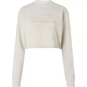 Image of Calvin Klein Jeans Embroidered Monologo Sweatshirt - Beige