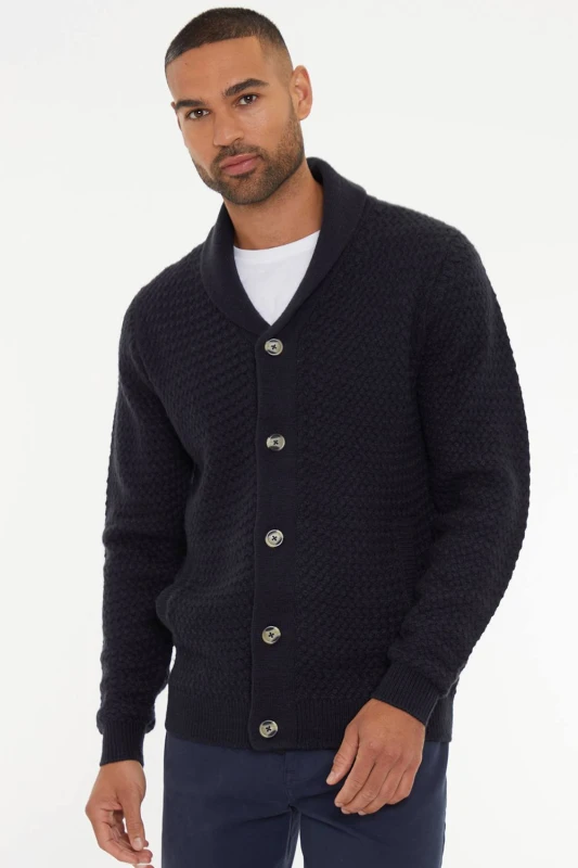 Image of Threadbare Threadbare Men 'Lindow' Shawl Collar Knitted Cardigan in Navy Size: Medium Navy M Male 7625914435668