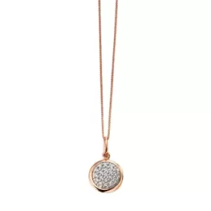 Image of Sterling Silver Rose Gold Plated Pave Cubic Zirconia Circle Pendant