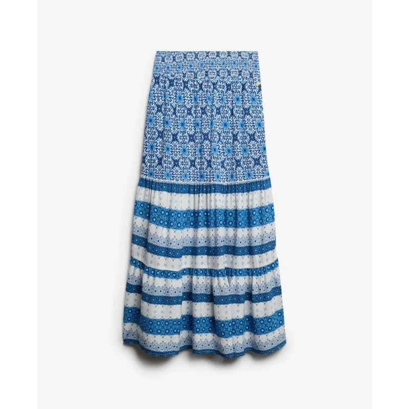 Image of Superdry Printed long skirt For Her Superdry Bleu Female S