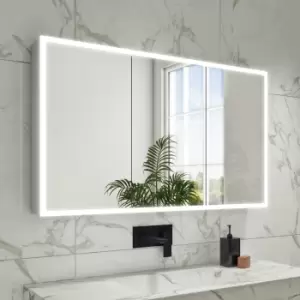Image of Rectangular Mirrored Wall Cabinet with Double Doors LED Bluetooth & Demister 1200x700mm -Ursa