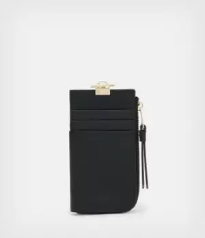 Image of AllSaints Womens Lotte Leather Cardholder, Black