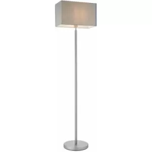 Image of Floor Lamp Light Matt Nickel & Grey Fabric 60W E27 Standing Base & Shade