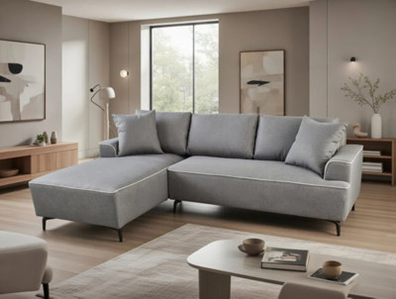 Image of DS Living The Milano Edge 3 Seater Right Hand Corner Sofa In Grey Or Beige