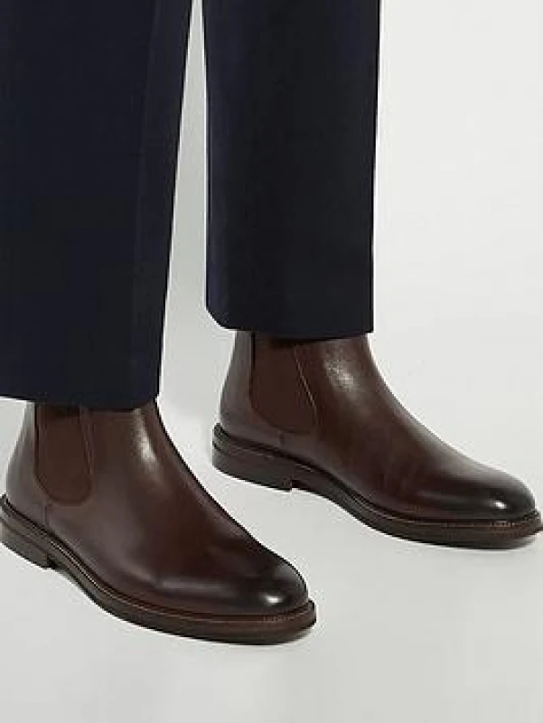 Image of Dune London Dune London Men 'Maisen' Leather Chelsea Boots in Brown Size: 10 Brown 10 Male 5050808716073