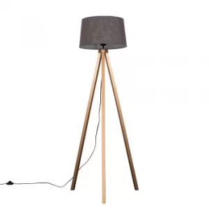 Image of Barbro Copper Tripod Floor Lamp With Doretta Dark Grey Shade