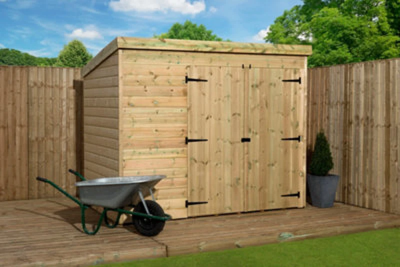 Image of Empire Sheds Empire 4000 Pent 7X3 Pressure Treated Tongue And Groove Wooden Garden Shed Double Door Right (7' X 3' / 7ft X 3ft) (7X3)