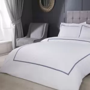 Image of Emma Barclay Mayfair Embroidered Border Duvet Cover Set, Navy, Single