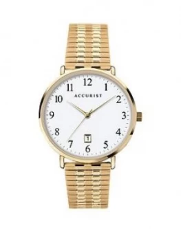 Image of Accurist White Date Dial Gold Stainless Steel Expander Bracelet Men Watch